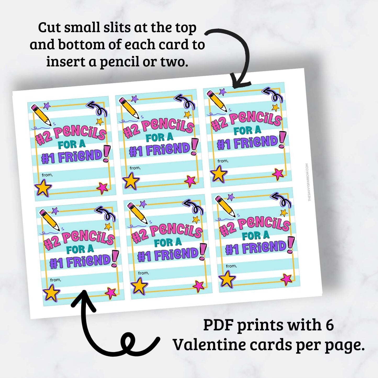 Printable Pencil Valentines for Kids