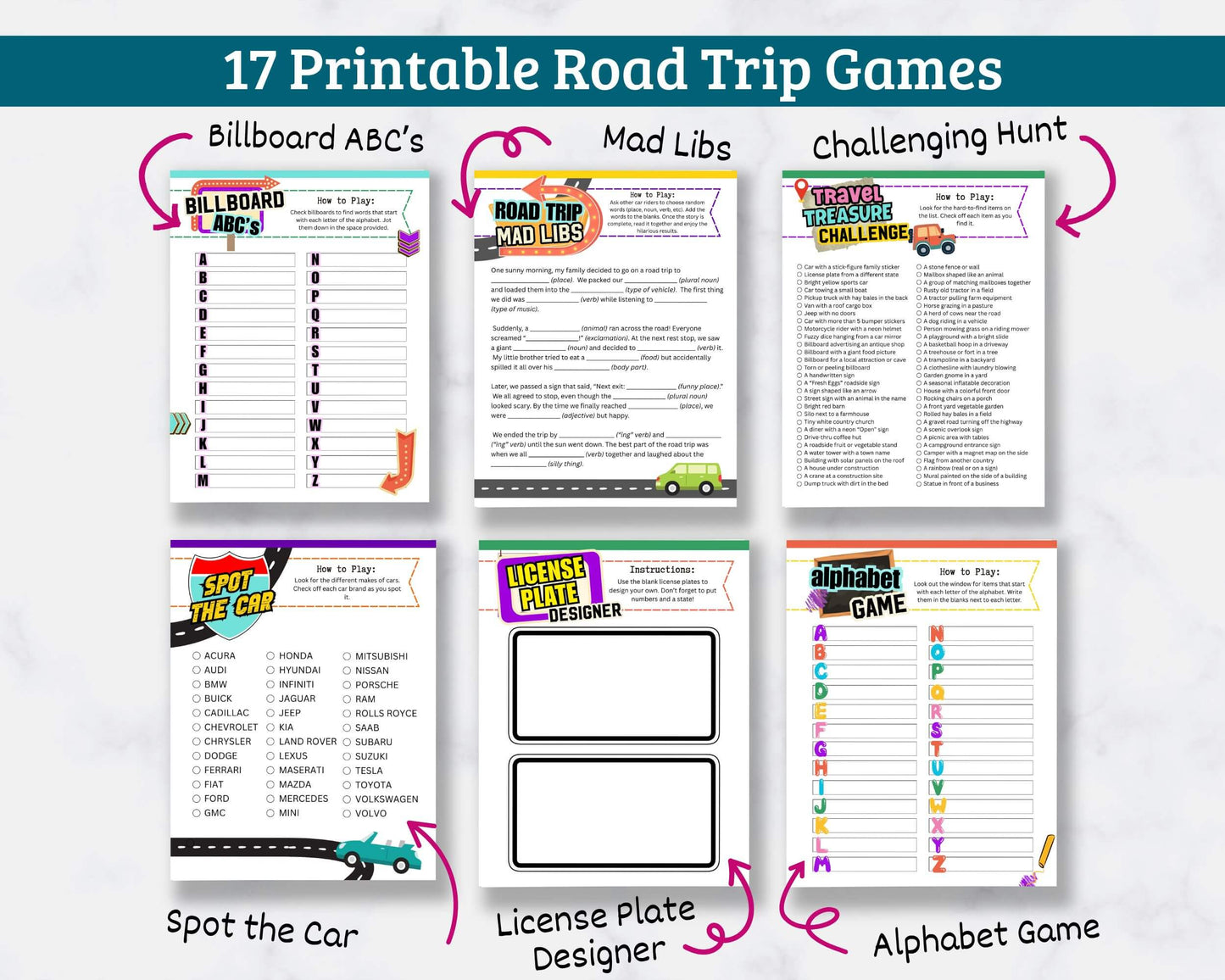 Road Trip Games for Kids — Printable Activity Bundle (20+ Pages)