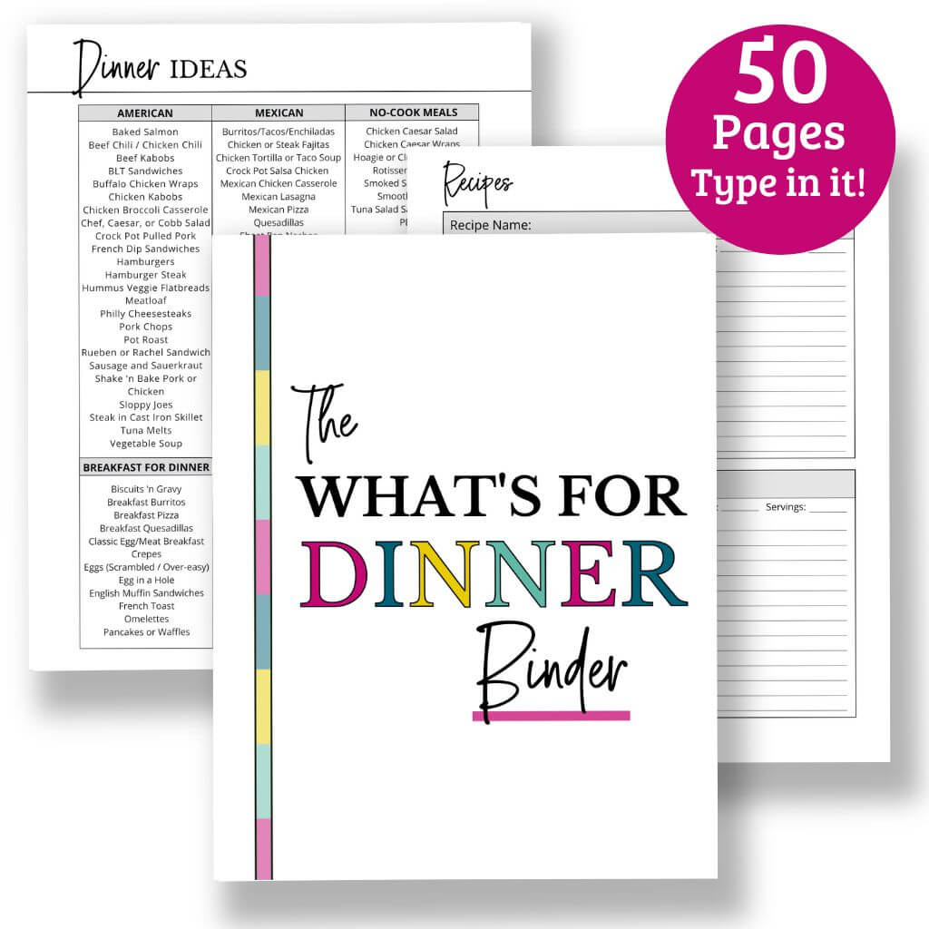 Printable Recipe Binder - Instant Download - Fillable PDF