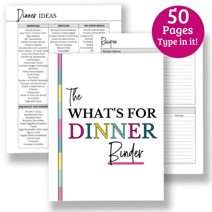 Printable Recipe Binder - Instant Download - Fillable PDF