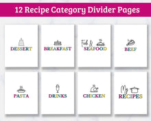 Load image into Gallery viewer, Printable Recipe Binder - Instant Download - Fillable PDF