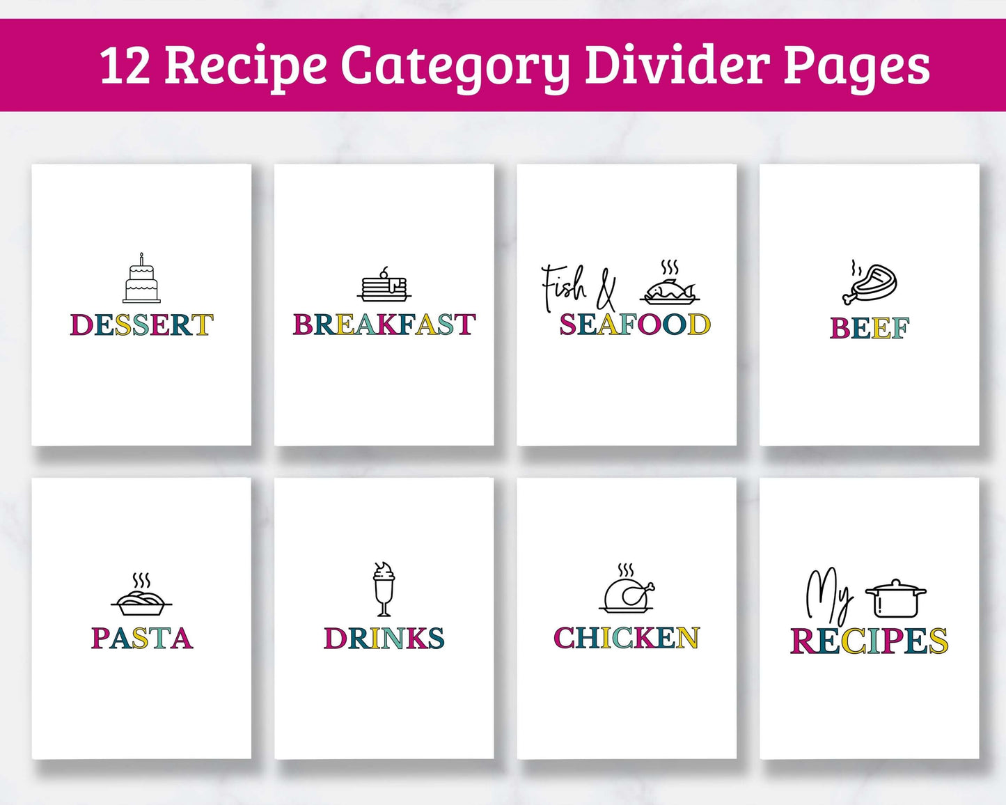 Printable Recipe Binder - Instant Download - Fillable PDF