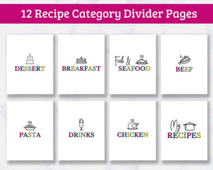 Printable Recipe Binder - Instant Download - Fillable PDF