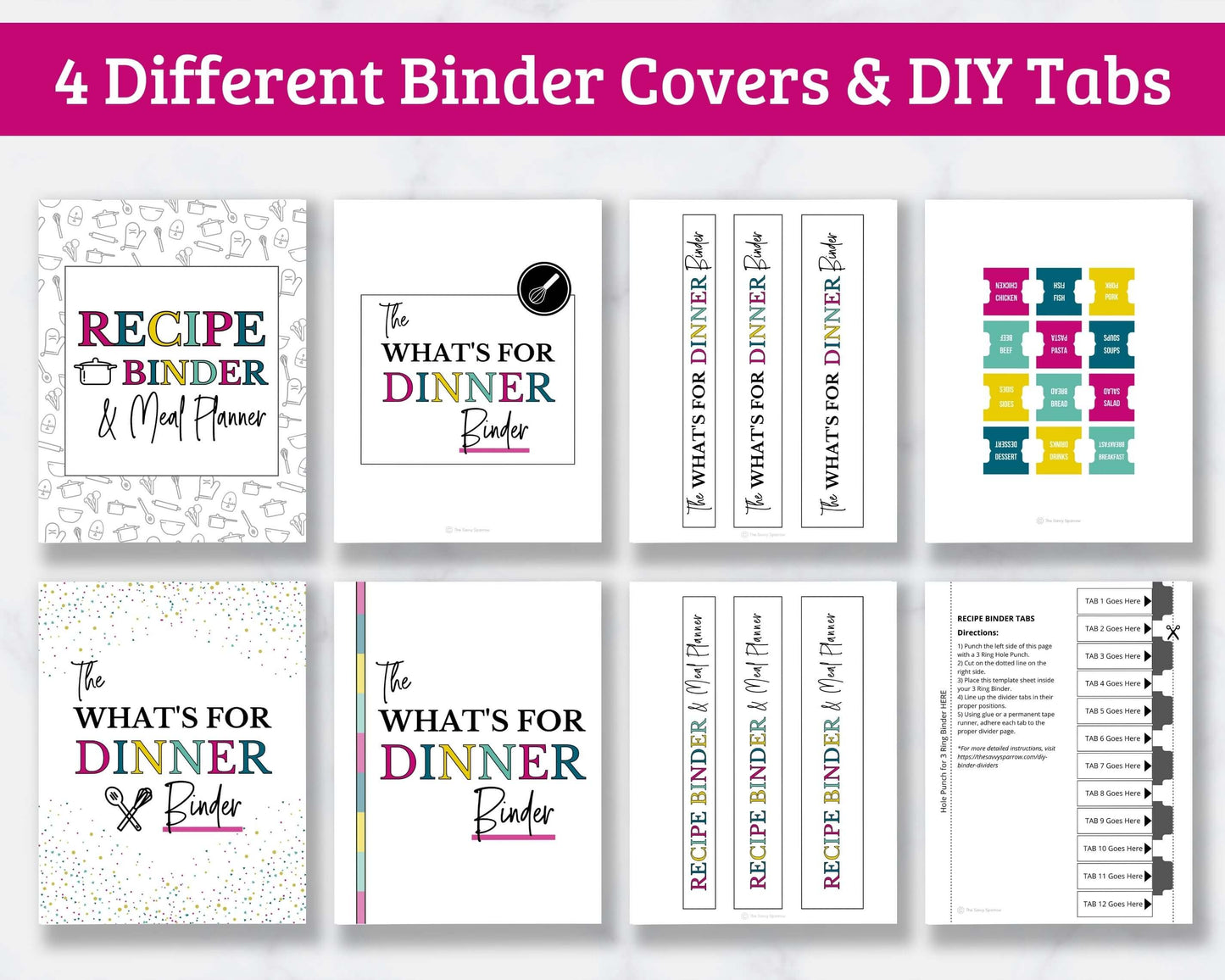 Printable Recipe Binder - Instant Download - Fillable PDF