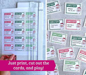 Santa Says Printable Game Cards - Fun Christmas Game for Kids!
