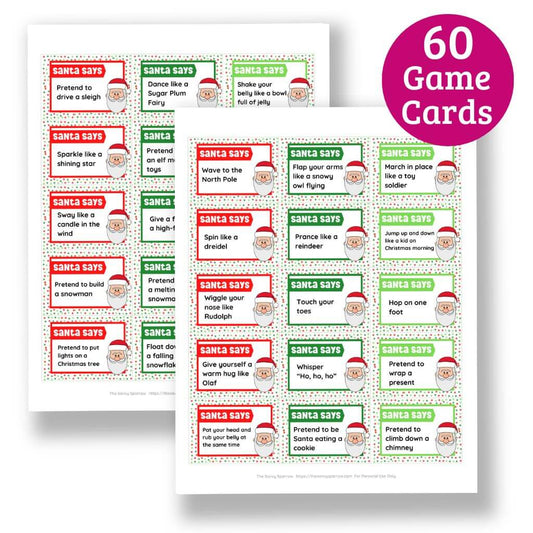 Santa Says Printable Game Cards - Fun Christmas Game for Kids!