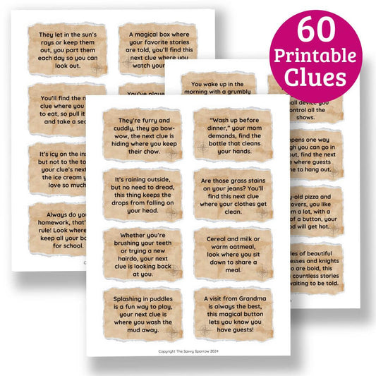 Scavenger Hunt Clues for Kids - 60 Rhyming Clues