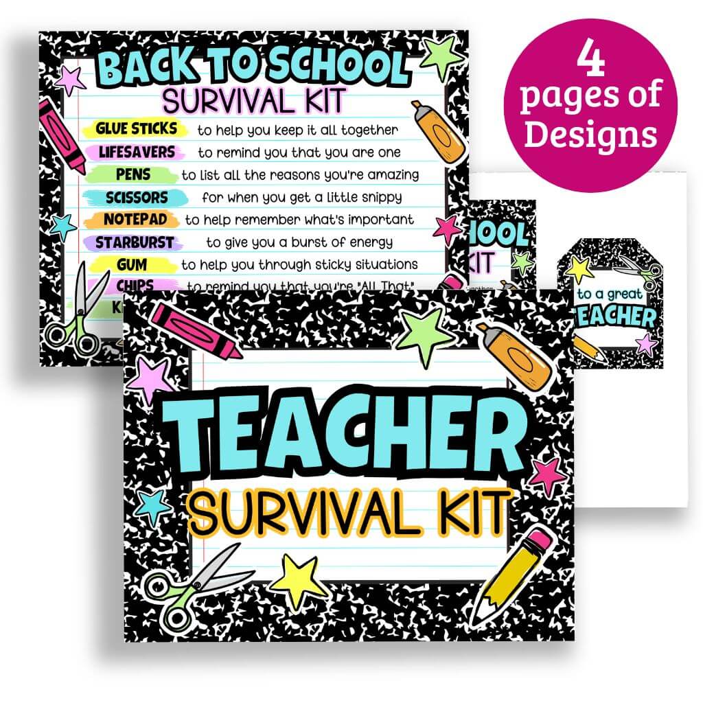 Printable Teacher Survival Kit Signs and Gift Tags – The Savvy Sparrow