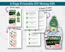 Load image into Gallery viewer, Funny Money Tissue Box Gift Printables – 8 Page PDF Download