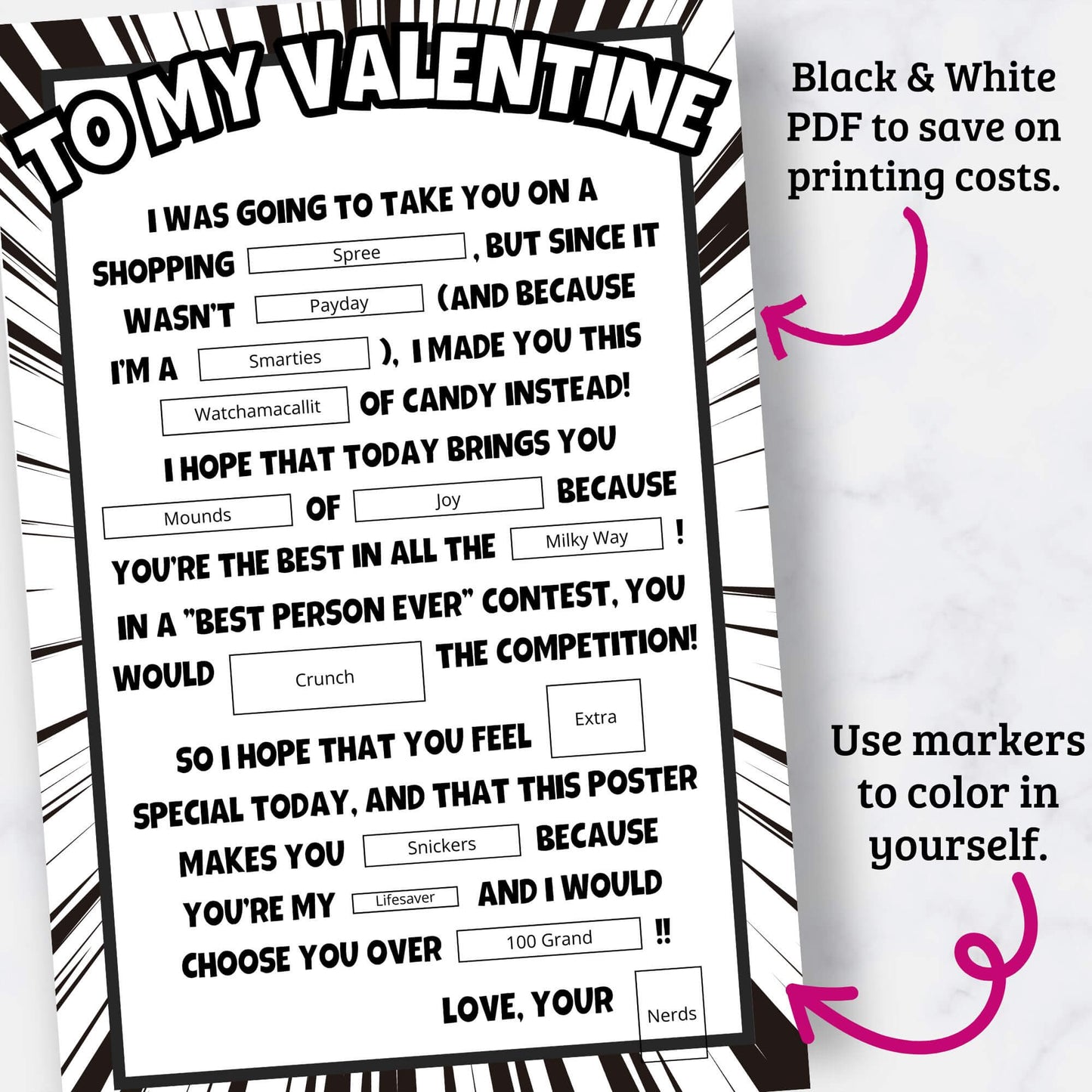 Valentine Candy Gram Poster - PDF Download