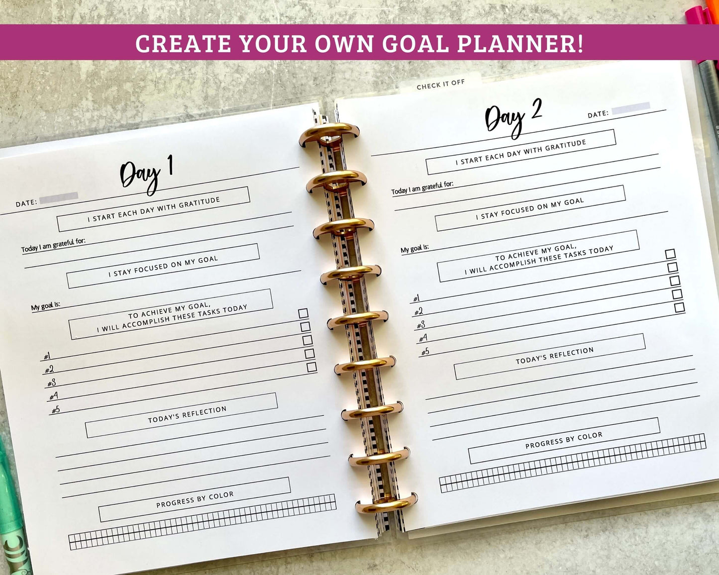 100 Day Goal Journal - 126 Page PDF Download