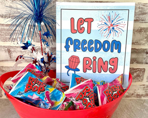 Let Freedom Ring - Ring Pop July 4th Favor Tags
