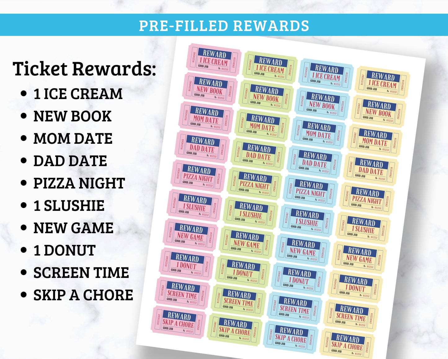 Reward Ticket System for Kids - 5 Page PDF Download