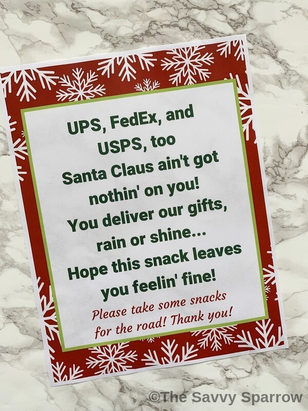 Holiday "Thank You" sign for Delivery Drivers