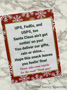 Holiday "Thank You" sign for Delivery Drivers