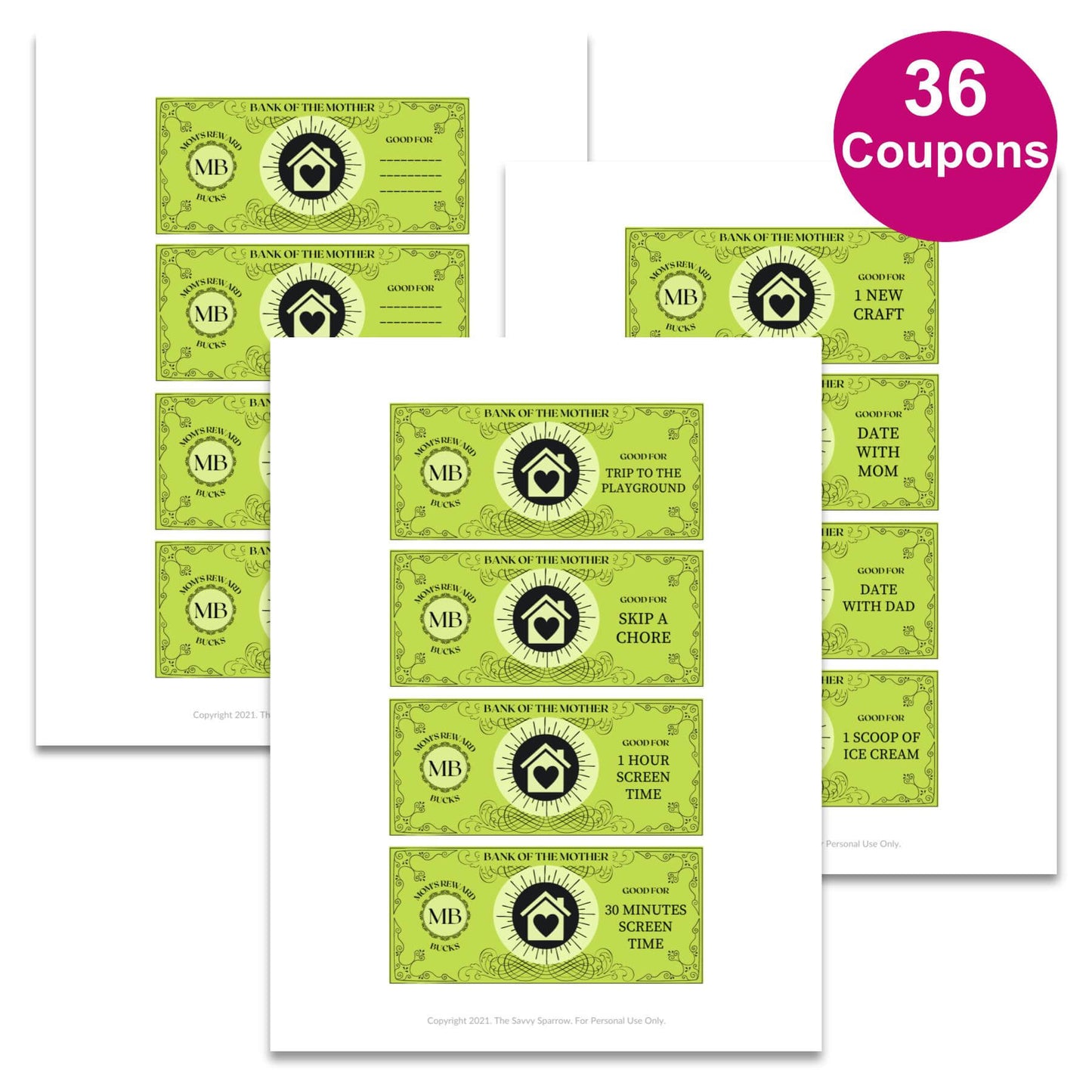 Mom Bucks - 36 Reward Coupons for Kids