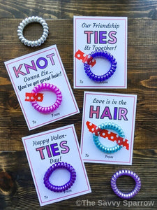 Printable Valentines Cards for Hair Ties
