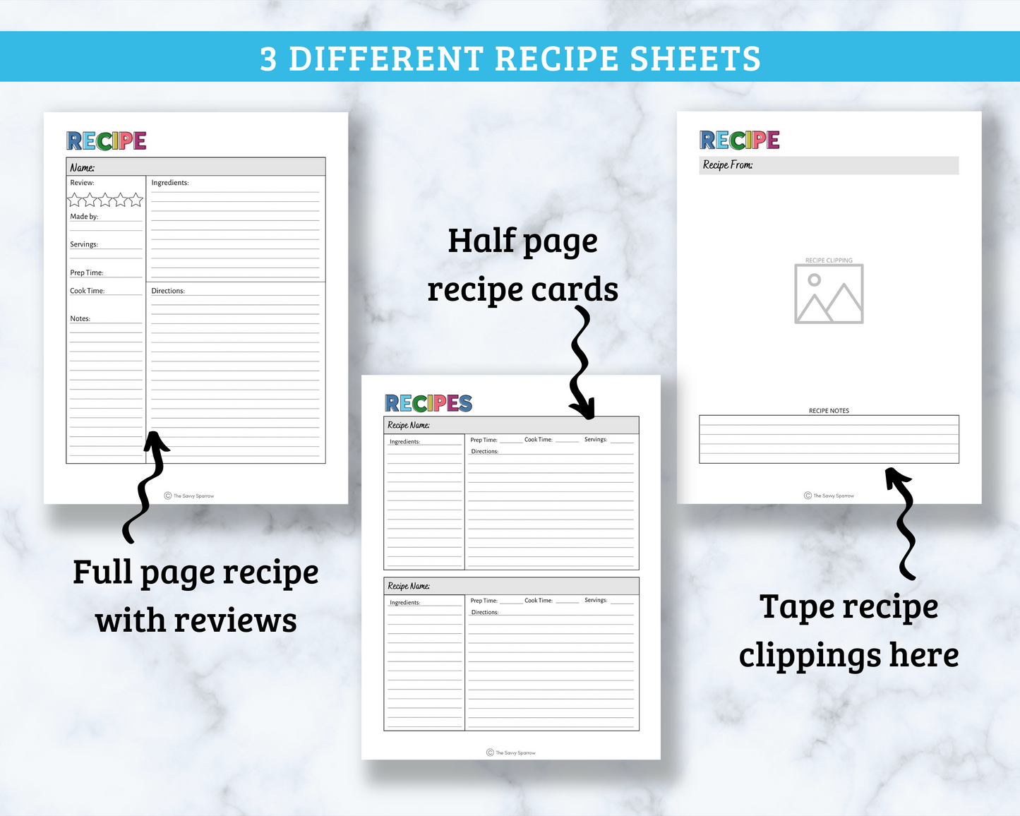 Recipe & Meal Planner Binder - 43 Page PDF Download