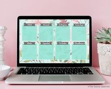 Load image into Gallery viewer, Computer Desktop Wallpaper - Teal Floral - Digital Download