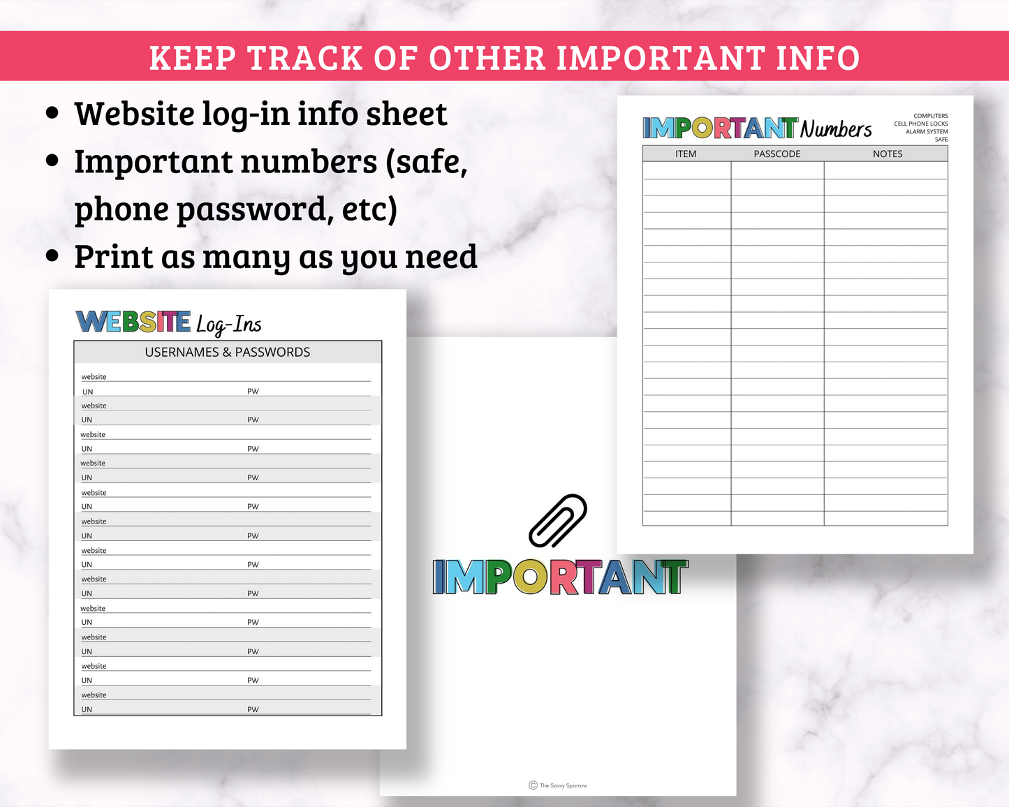 Address Book with Emergency Contacts, Birthdays, etc! - 42 Page PDF Download