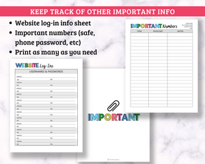 Address Book with Emergency Contacts, Birthdays, etc! - 42 Page PDF Download