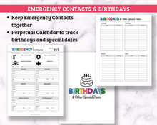 Load image into Gallery viewer, Address Book with Emergency Contacts, Birthdays, etc! - 42 Page PDF Download