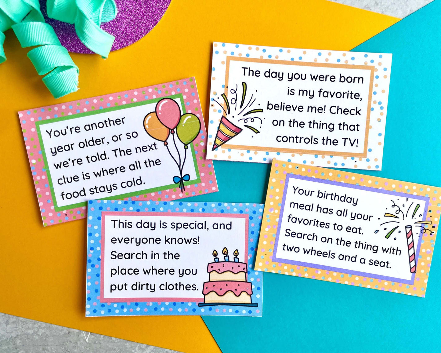 Birthday Treasure Hunt Clues for Kids - 33 Rhyming Clues