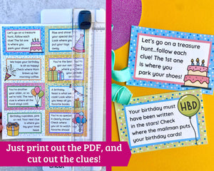 Birthday Treasure Hunt Clues for Kids - 33 Rhyming Clues
