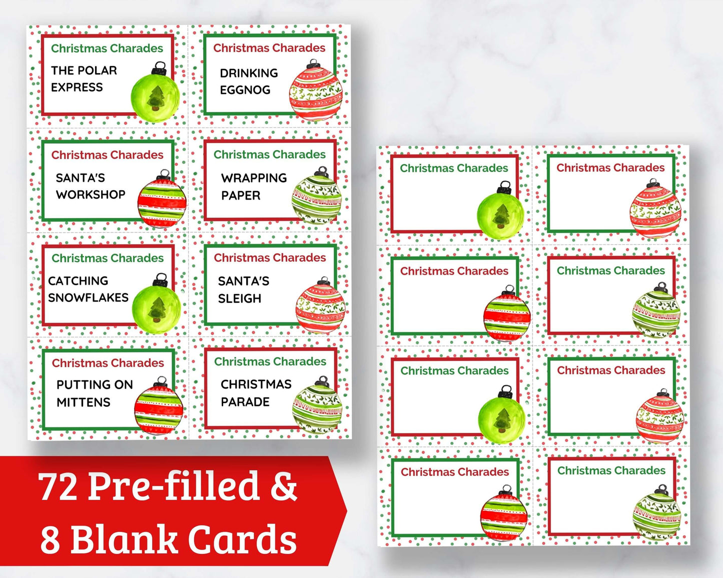 Christmas Charades Printable Cards - Fun Christmas Game!