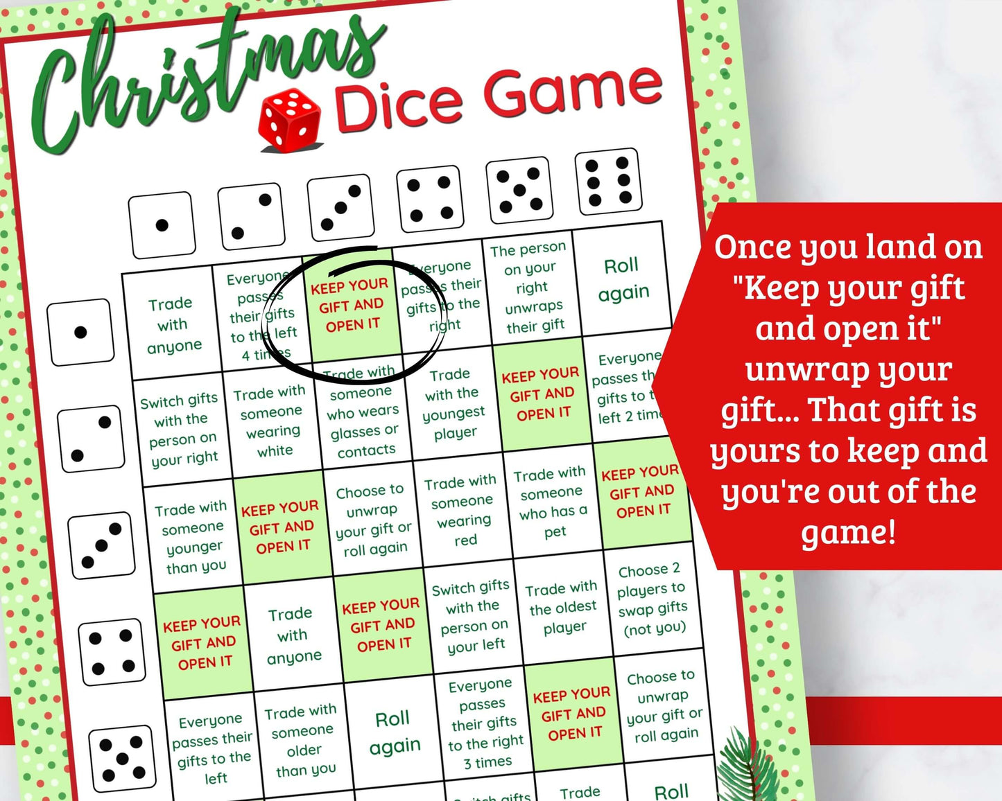 Christmas Dice Game - Fun Gift Exchange Game!