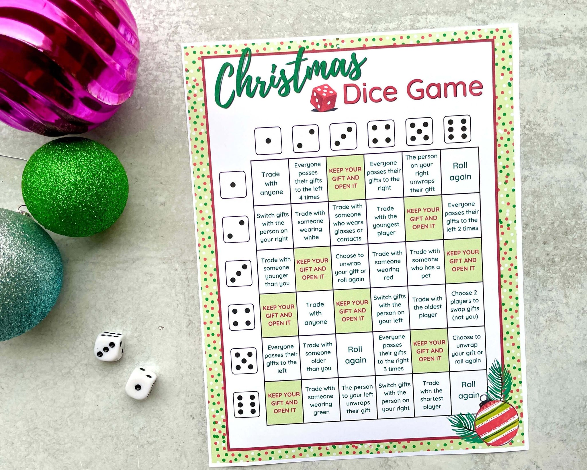Christmas Dice Game for a FUN Gift Exchange