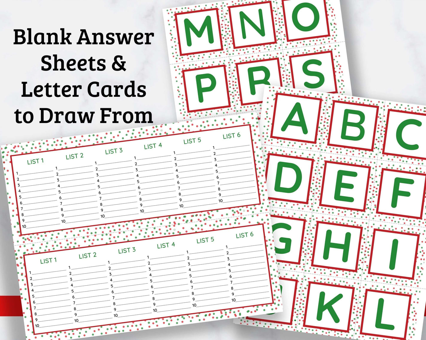 Christmas Scattergories Printable Cards - Fun Christmas Game!