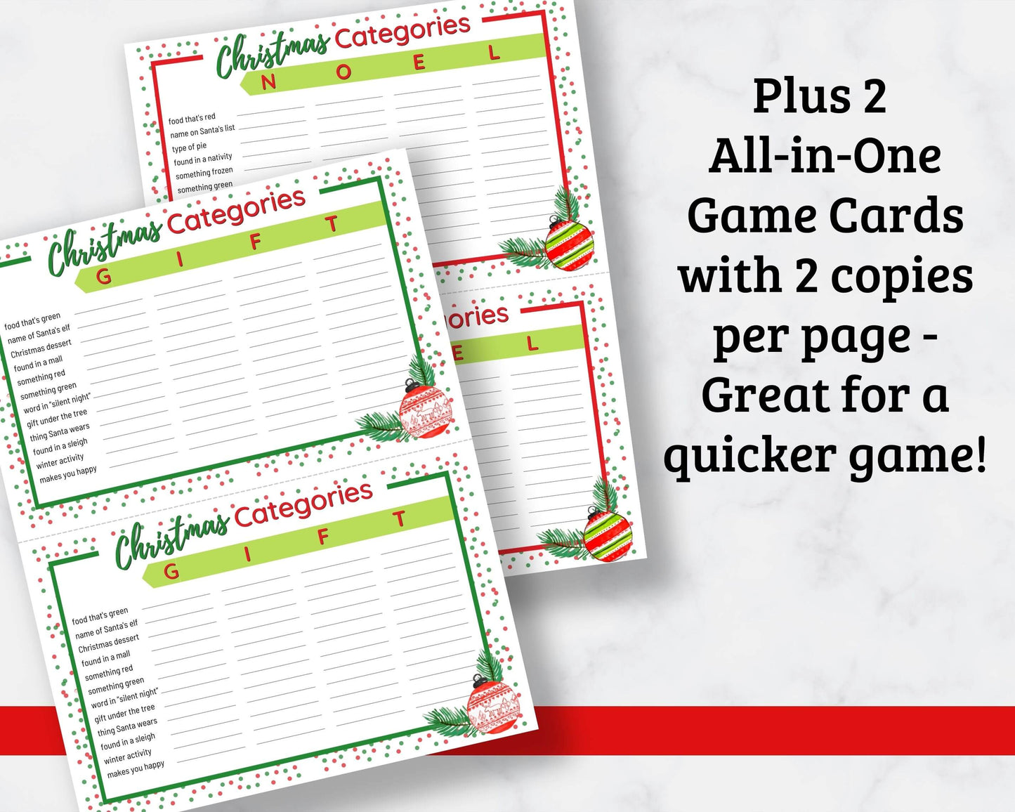 Christmas Scattergories Printable Cards - Fun Christmas Game!