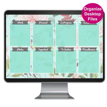 Load image into Gallery viewer, Computer Desktop Wallpaper - Teal Floral - Digital Download