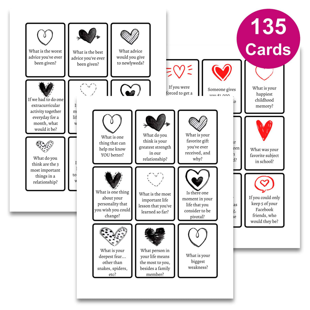 Conversation Cards for Couples - 135 Printable Cards
