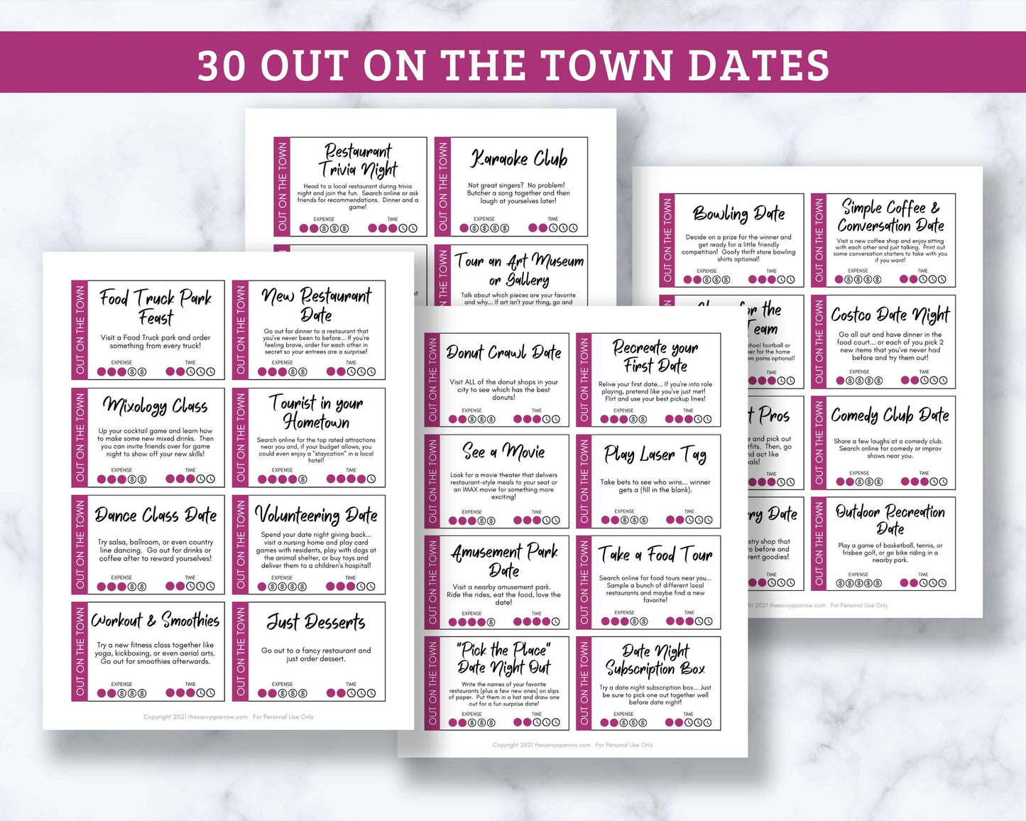 Date Night Idea Cards - 94 Printable Cards