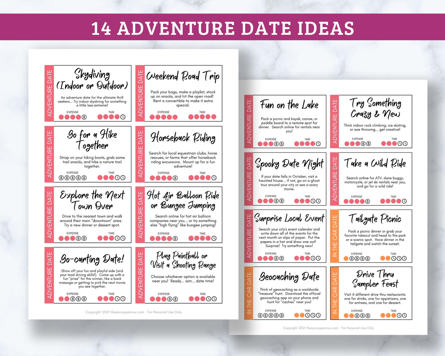 Date Night Idea Cards - 94 Printable Cards