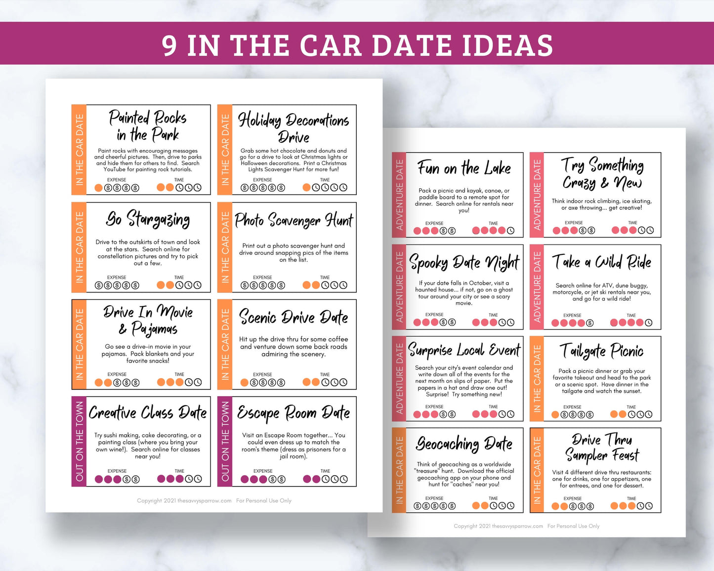 Date Night Idea Cards - 94 Printable Cards