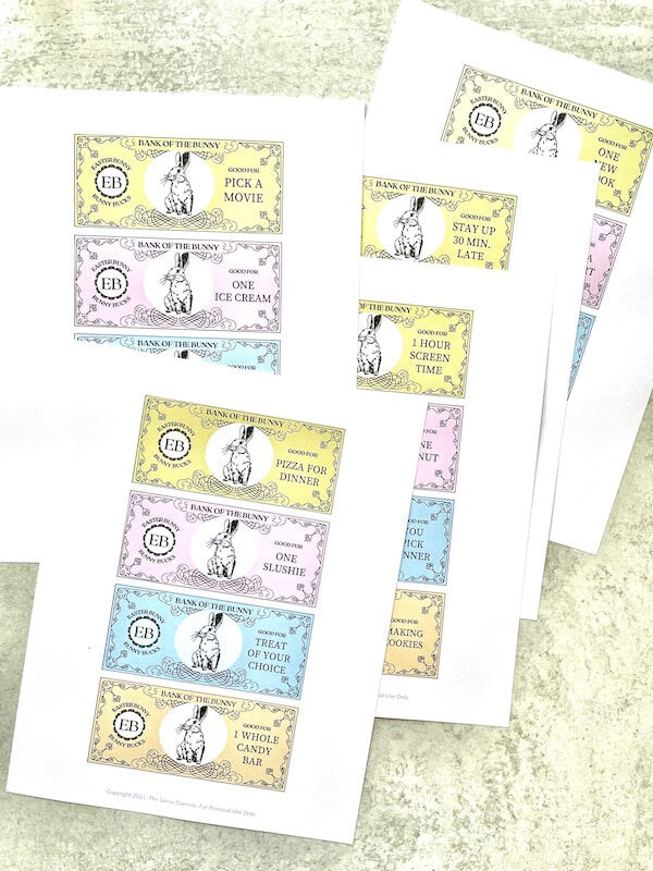 Easter Bunny Money - 20 Easter Coupons for Kids