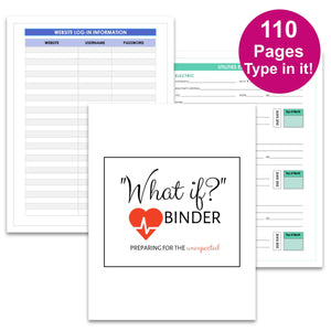 Emergency "What If?" Binder - Instant Download - Fillable PDF