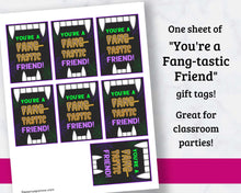 Load image into Gallery viewer, Fang-tastic Halloween Gift Tags for Kids - 2 Different Designs!
