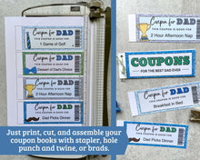 Load image into Gallery viewer, Father&#39;s Day Coupon Book Template - Printable Coupons for Dad
