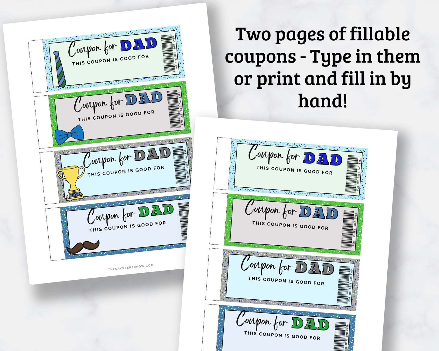 Father's Day Coupon Book Template - Printable Coupons for Dad