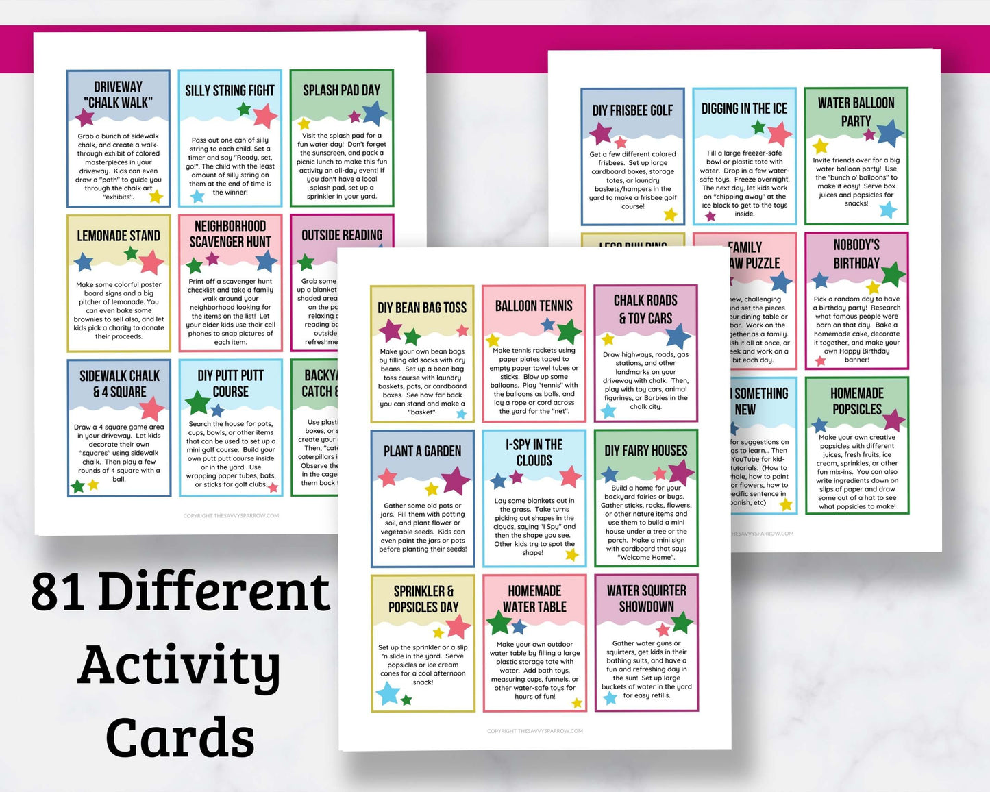 Activity Idea Cards for Kids - 81 Activities