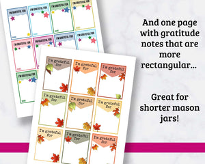 Gratitude Jar Printables for Kids - 6 Page PDF Download