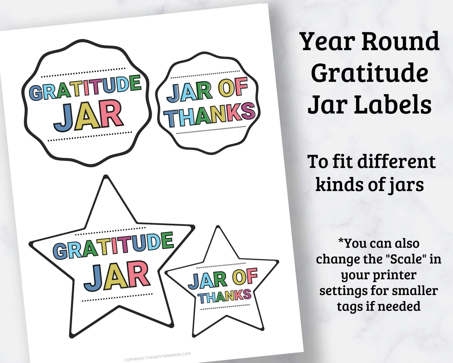 Gratitude Jar Printables for Kids - 6 Page PDF Download