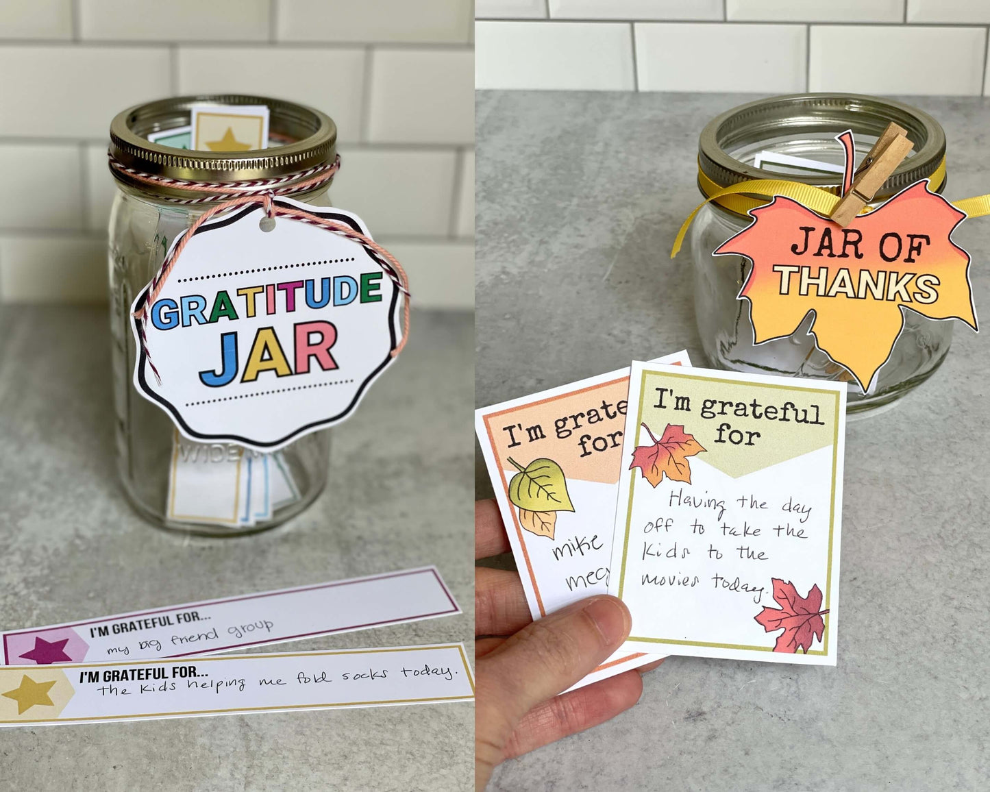Gratitude Jar Printables for Kids - 6 Page PDF Download