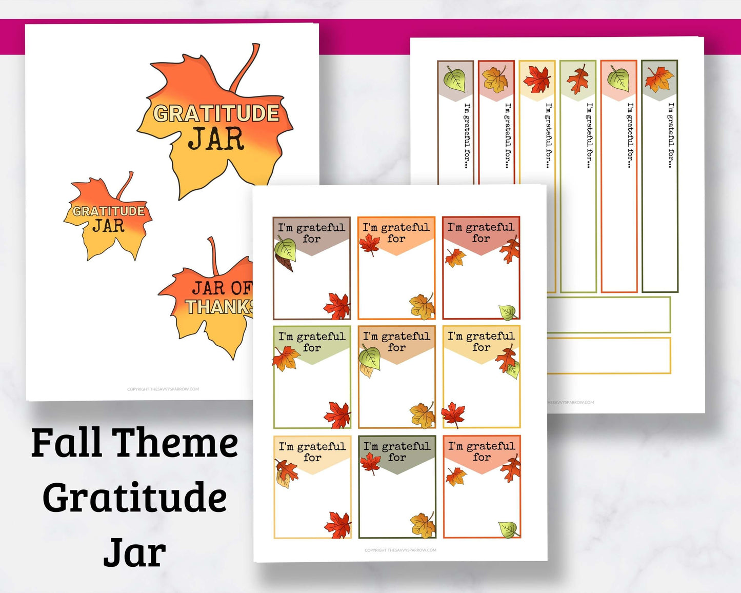 Gratitude Jar Printables for Kids - 6 Page PDF Download