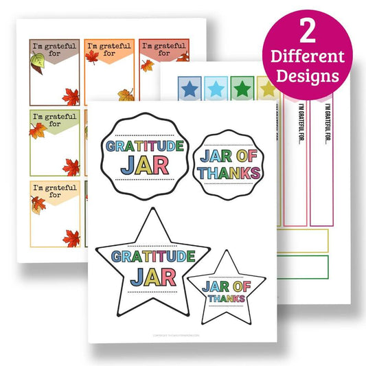 Gratitude Jar Printables for Kids - 6 Page PDF Download