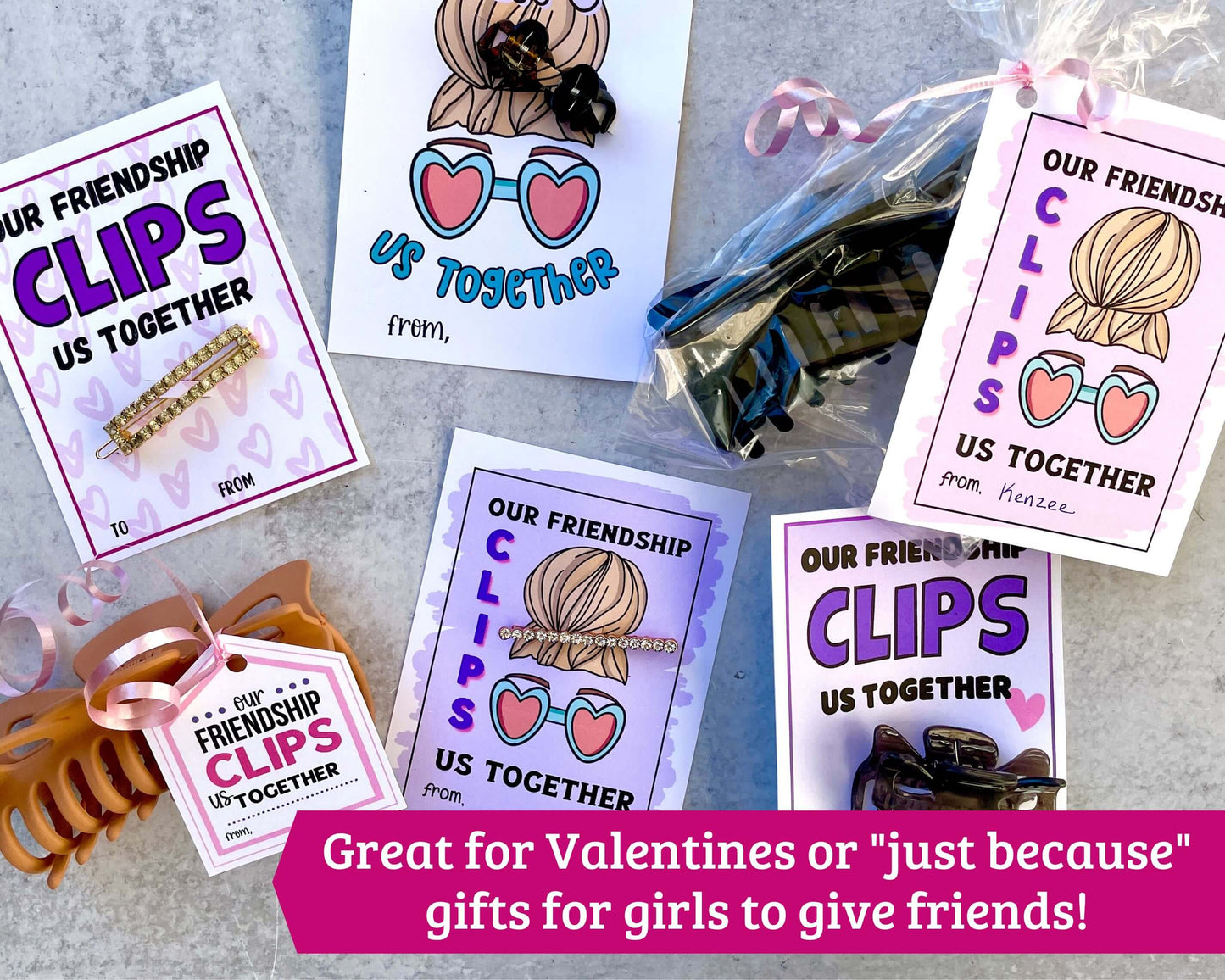 Hair Clip Gift Tags - Valentines for Teens and Kids